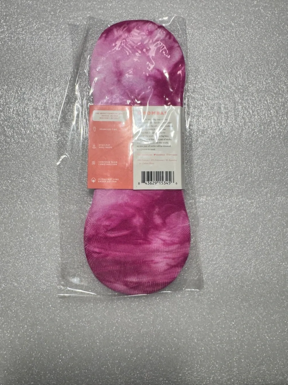 Bombas Unisex Women's Lightweight Tie Dye No Show Socks Size Large 4-Pack